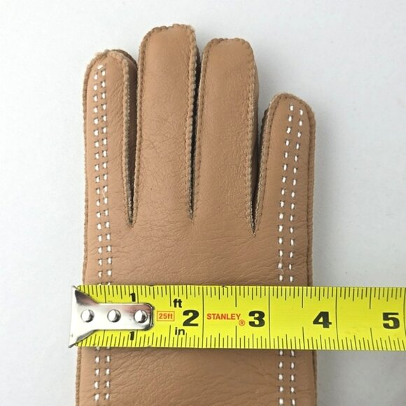 LAMO Women's 100% Premium Australian Sheepskin Leather Gloves White Stitch Sz M - Picture 11 of 11